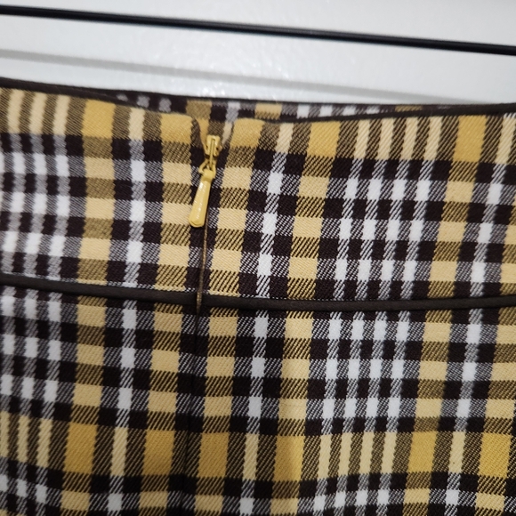Harold’s Size 10 Brown White Yellow Plaid Mini Skirt Front Pockets Preppy 19" - Picture 7 of 14